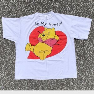 Vintage 90s Disney Winnie the Pooh "Be My Honey" White Tee Tultex (2XL fits XL)